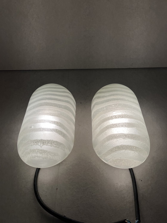 Image 1 of Peil & Putzler vintage "zebra" streifen wandlampen 2er set