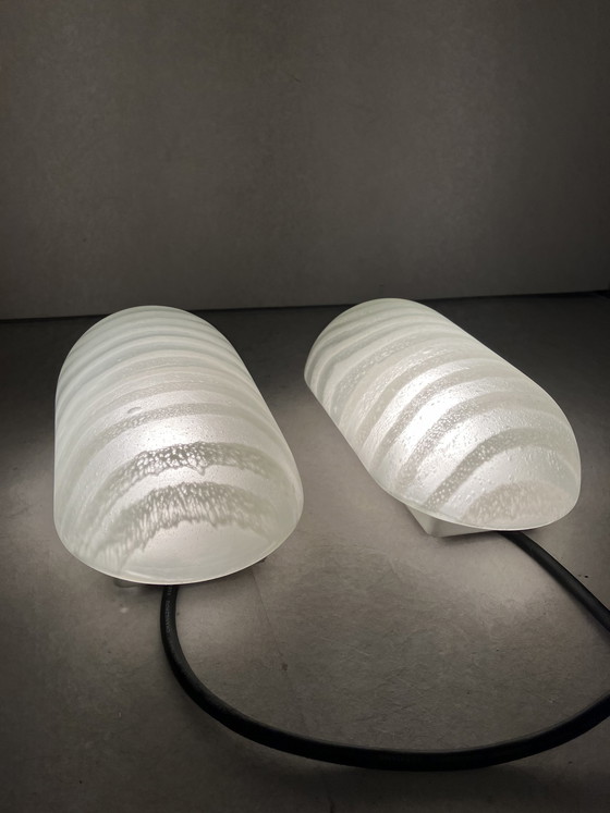 Image 1 of Peil & Putzler vintage "zebra" streifen wandlampen 2er set