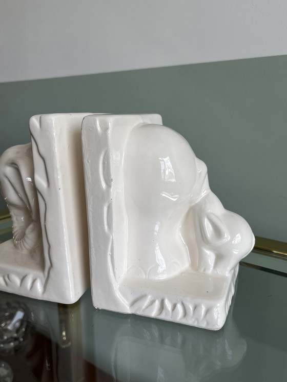 Image 1 of Vintage Buchstützen Elefant weiß