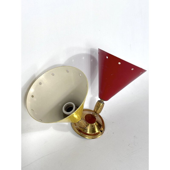 Image 1 of Italienische Doppelkegel-Wandlampe aus Messing, 1950er Jahre