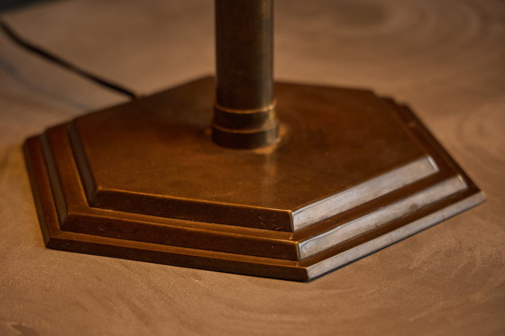 Image 1 of Bronze-Tischlampe der Amsterdamer Schule, Niederlande, 1920er Jahre