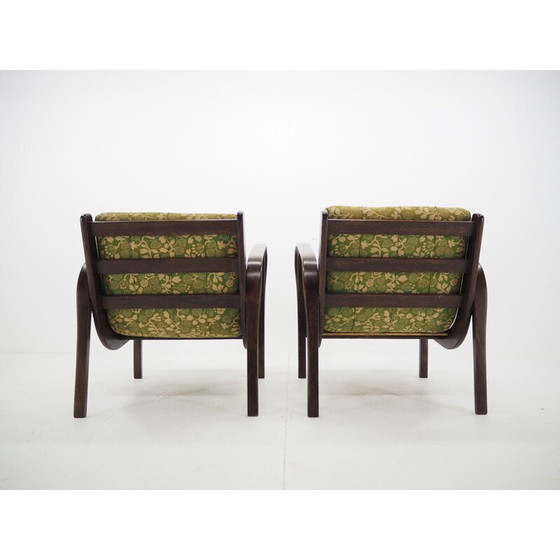 Image 1 of Paar Vintage-Sessel aus Holz und Stoff von Kropáček, Tschechoslowakei 1950