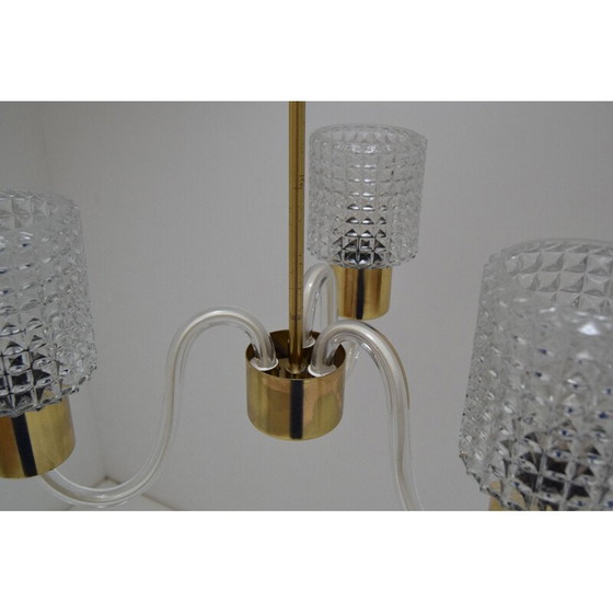Image 1 of Vintage-Kronleuchter aus Glas und Messing von Kamenicky Senov, Tschechoslowakei 1960