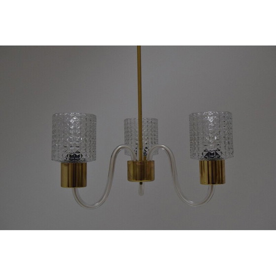 Image 1 of Vintage-Kronleuchter aus Glas und Messing von Kamenicky Senov, Tschechoslowakei 1960