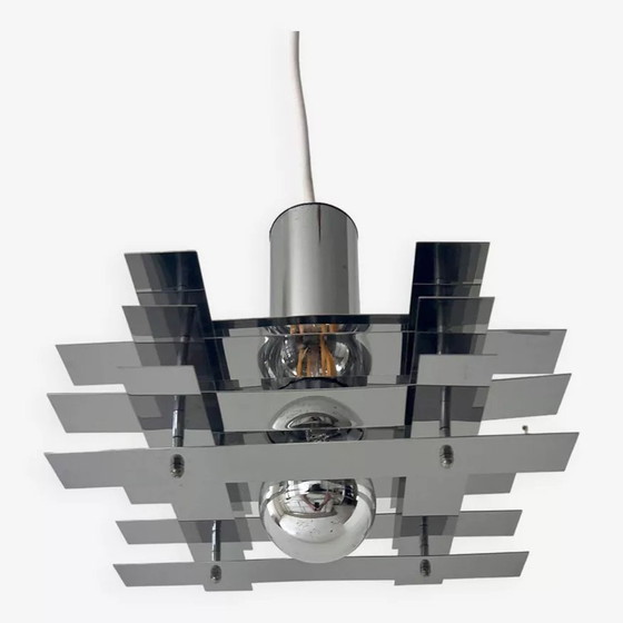 Image 1 of Hängeleuchte Vintage Geometrisch, Verchromtes Metall, Frankreich 1960