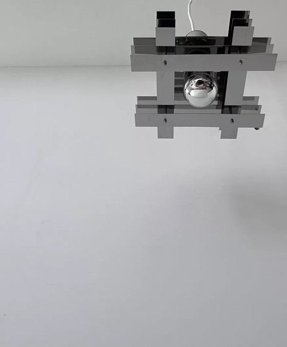 Image 1 of Hängeleuchte Vintage Geometrisch, Verchromtes Metall, Frankreich 1960