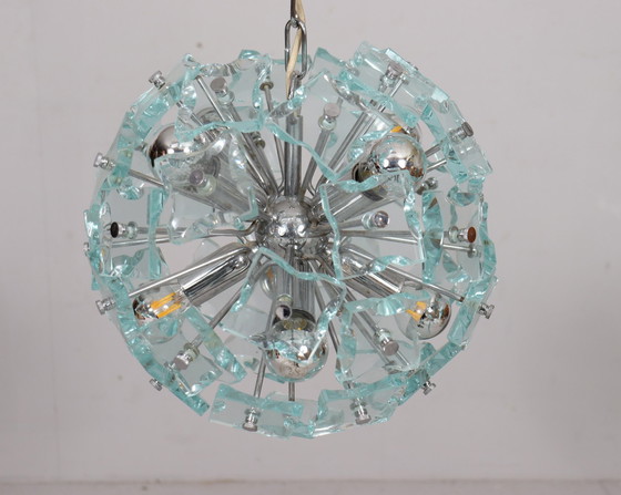 Image 1 of Mid Century Sputnik Deckenlampe/Glaslampe Von Fontana Arte, Italien, 1970Er Jahre