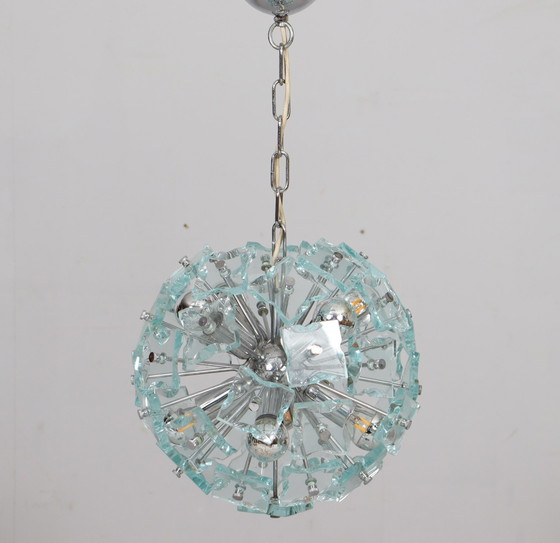 Image 1 of Mid Century Sputnik Deckenlampe/Glaslampe Von Fontana Arte, Italien, 1970Er Jahre