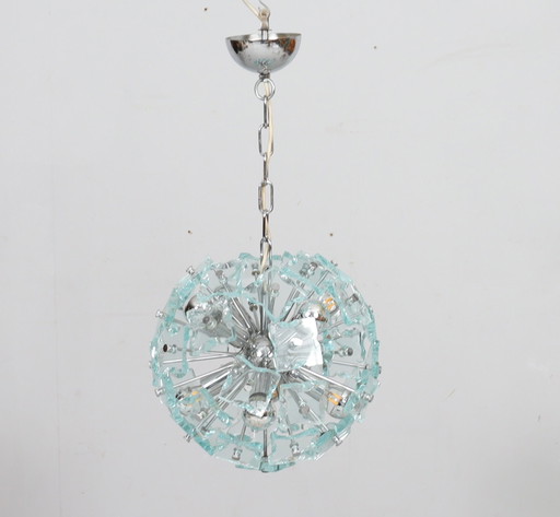 Mid Century Sputnik Deckenlampe/Glaslampe Von Fontana Arte, Italien, 1970Er Jahre