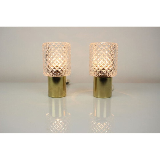 Image 1 of Paar alte Lampen aus Messing und Glas von Kamenický Šenov für Preciosa, Tschechoslowakei 1970