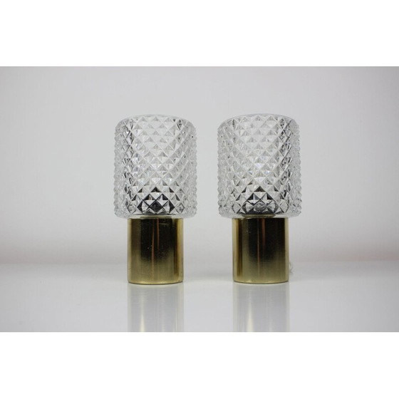 Image 1 of Paar alte Lampen aus Messing und Glas von Kamenický Šenov für Preciosa, Tschechoslowakei 1970