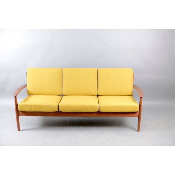 Image 1 of Vintage 3-Sitzer Teakholzsofa von Grete Jalk für France und Søn, Dänemark 1959