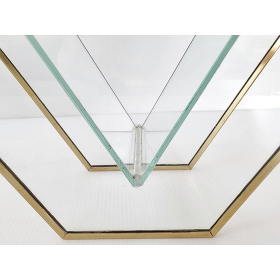 Image 1 of Vintage-Vase aus Glas und Messing, 1980