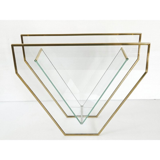 Image 1 of Vintage-Vase aus Glas und Messing, 1980