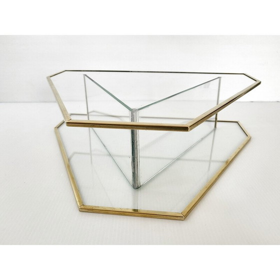 Image 1 of Vintage-Vase aus Glas und Messing, 1980