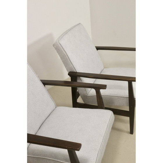 Image 1 of Paar Vintage-Sessel Modell 300-190 mit perlgrau meliertem Stoff von Henryk, Polen 1970