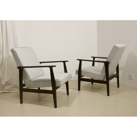 Image 1 of Paar Vintage-Sessel Modell 300-190 mit perlgrau meliertem Stoff von Henryk, Polen 1970
