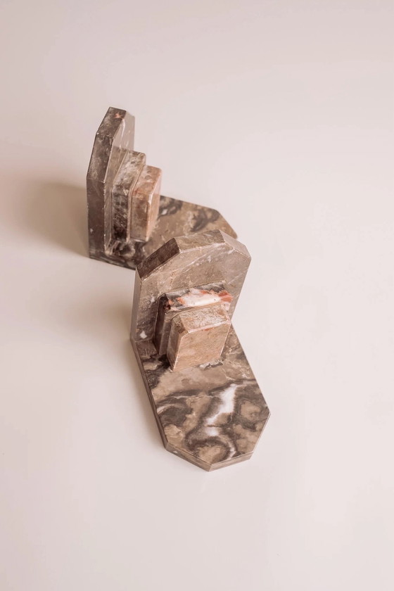 Image 1 of 2x Marmor Art Deco Buchstützen