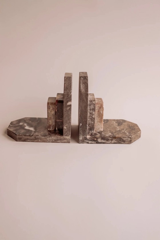 Image 1 of 2x Marmor Art Deco Buchstützen