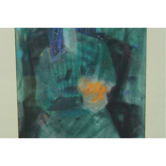 Image 1 of Modernistisches Porträt einer Frau mit Blumen von Fabian Lundqvist, Schweden 1953