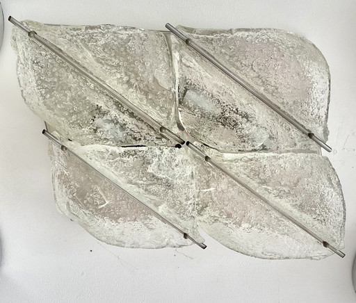 Zorro Quattro Große Wandleuchte Muranoglas mit Chrom , Italien 1970