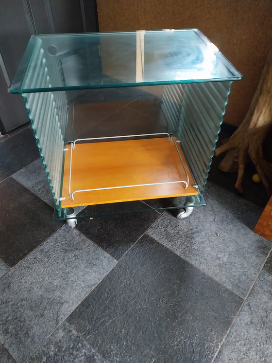 Image 1 of 1 X Fiam Italien Glas Trolley von Ron Arad 1980'S