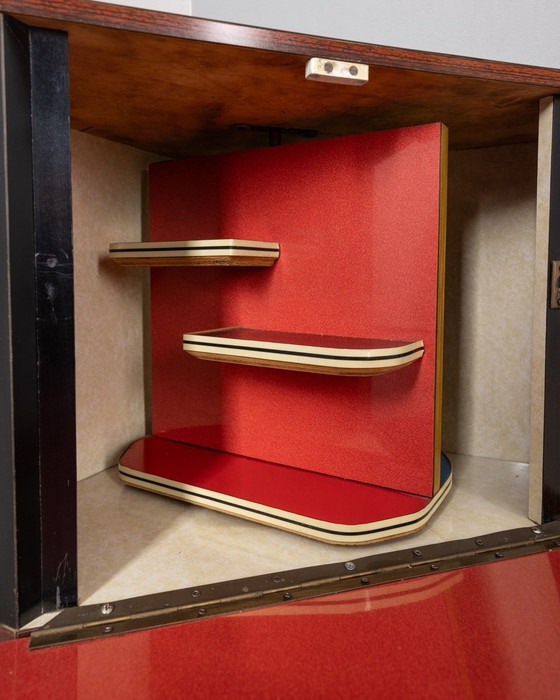 Image 1 of Vintage 60S Corner Bar Schrank in italienischen Design Holz