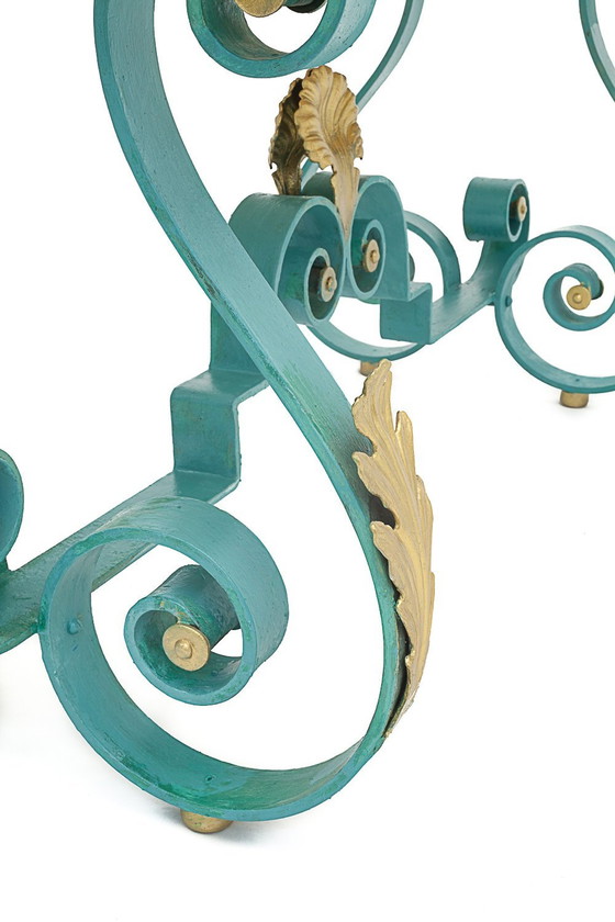 Image 1 of Niedriger Tisch Schmiedeeisen Und Marmor, 1950