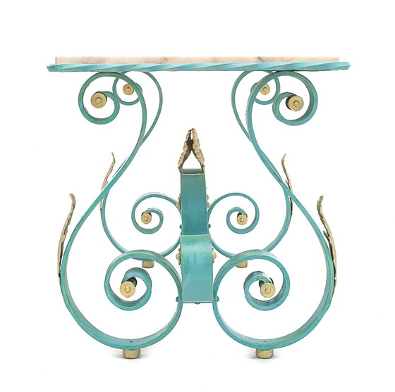 Image 1 of Niedriger Tisch Schmiedeeisen Und Marmor, 1950