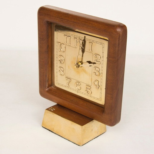Vintage-Uhr aus Teakholz 1960