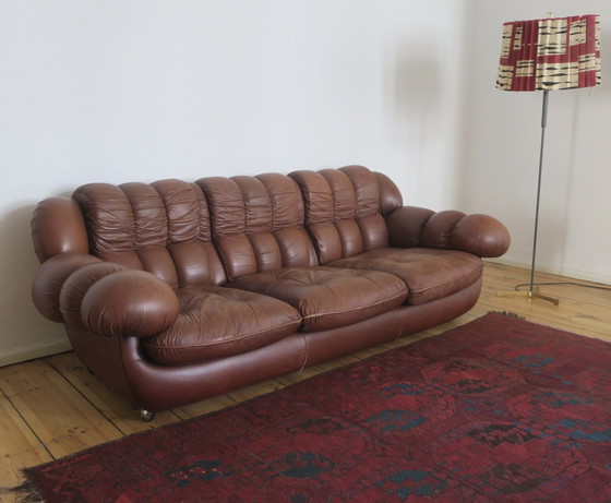 Image 1 of Italienisches voluminöses Leder 3-Sitzer Sofa nach Rino Maturi, 230 cm, 1970er Jahre