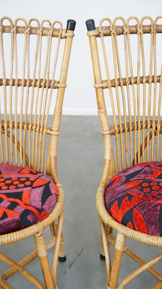 Image 1 of 4 X Vintage Rattan Stuhl