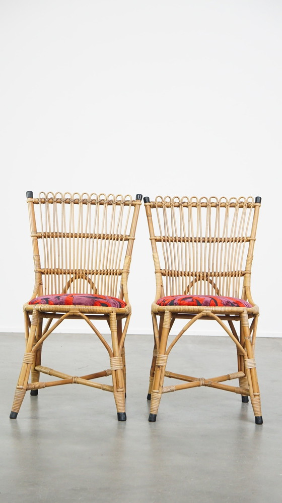 Image 1 of 4 X Vintage Rattan Stuhl