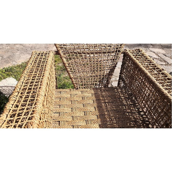 Image 1 of Paar Vintage-Sessel aus Metall und geflochtenem Seil, Frankreich 1980