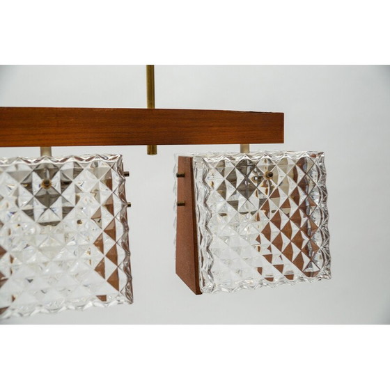 Image 1 of Deckenlampe aus Teakholz und Kristallglas, 1960