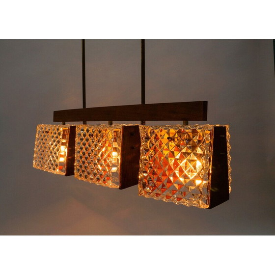 Image 1 of Deckenlampe aus Teakholz und Kristallglas, 1960