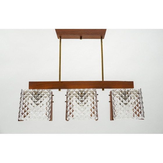 Image 1 of Deckenlampe aus Teakholz und Kristallglas, 1960