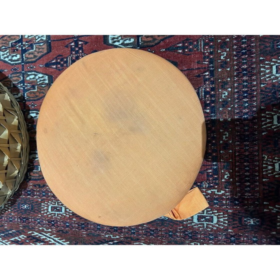 Image 1 of Vintage-Hocker aus geflochtenem Weidengeflecht, 1970