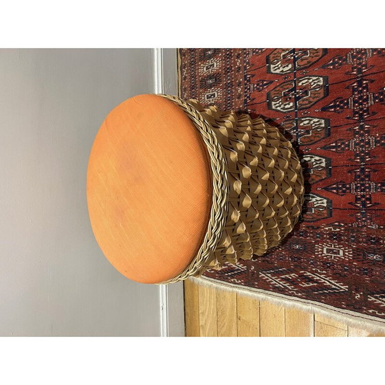 Image 1 of Vintage-Hocker aus geflochtenem Weidengeflecht, 1970