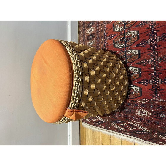Image 1 of Vintage-Hocker aus geflochtenem Weidengeflecht, 1970