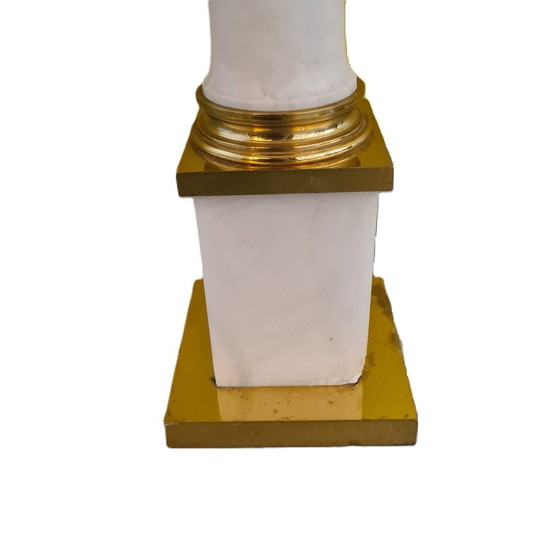 Image 1 of Klassische französische Tischlampe mit Alabaster, 1950er Jahre