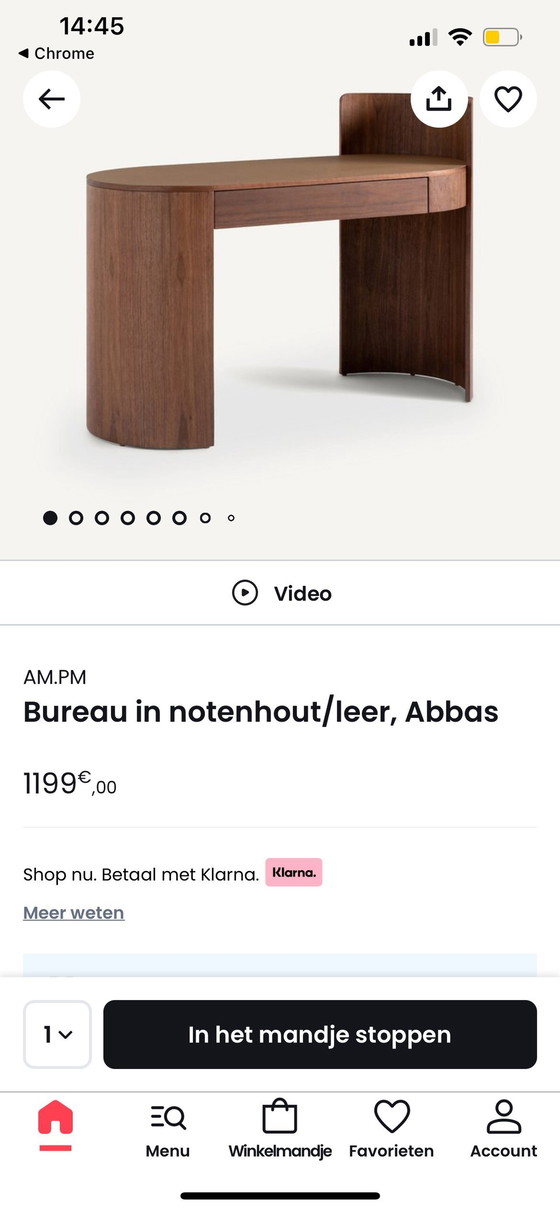 Image 1 of Laredoute Schreibtisch Abbas Holz und Leder