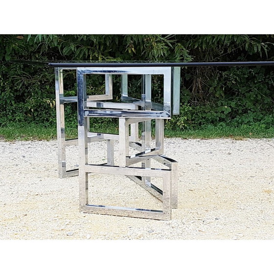 Image 1 of Vintage Esstisch aus Stahl und Glas 1970