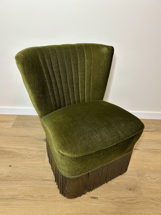 Image 1 of Vintage Cocktail Sessel mit grünen Fransen
