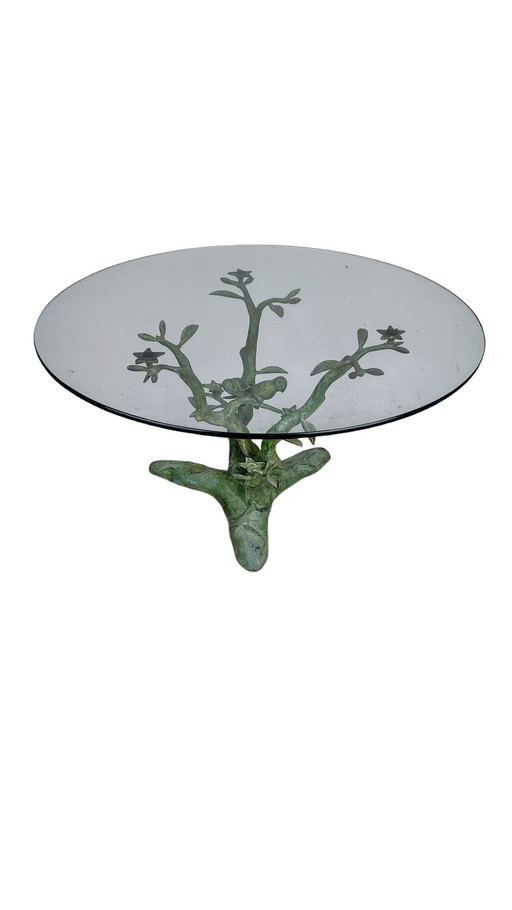 Bronze mit Glas Bonsai-Baum Couchtisch 1970S