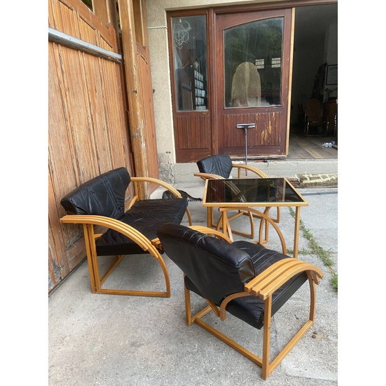 Image 1 of Mid Century Leder-Wohnzimmer-Set