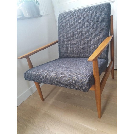 Image 1 of Blauer skandinavischer Vintage-Sessel, 1950er Jahre