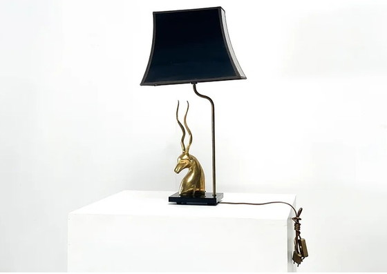 Image 1 of Antilope Kopf Tischlampe aus Messing Frankreich 1975