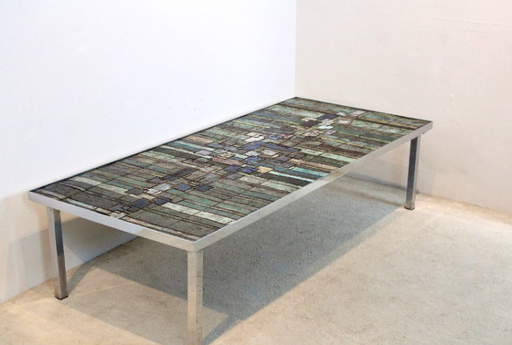 Image 1 of Pia Manu Schiefer und Keramik Mosaik Kunstwerk Couchtisch