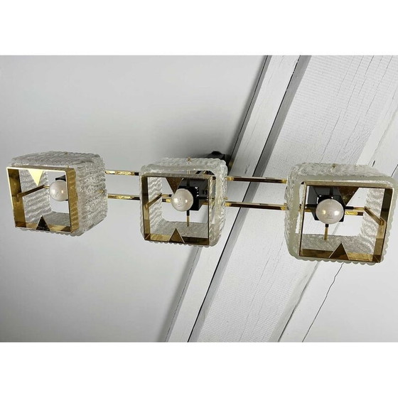 Image 1 of Vintage-Kronleuchter aus Messing, Metall und Glas für Arlus, 1960er Jahre